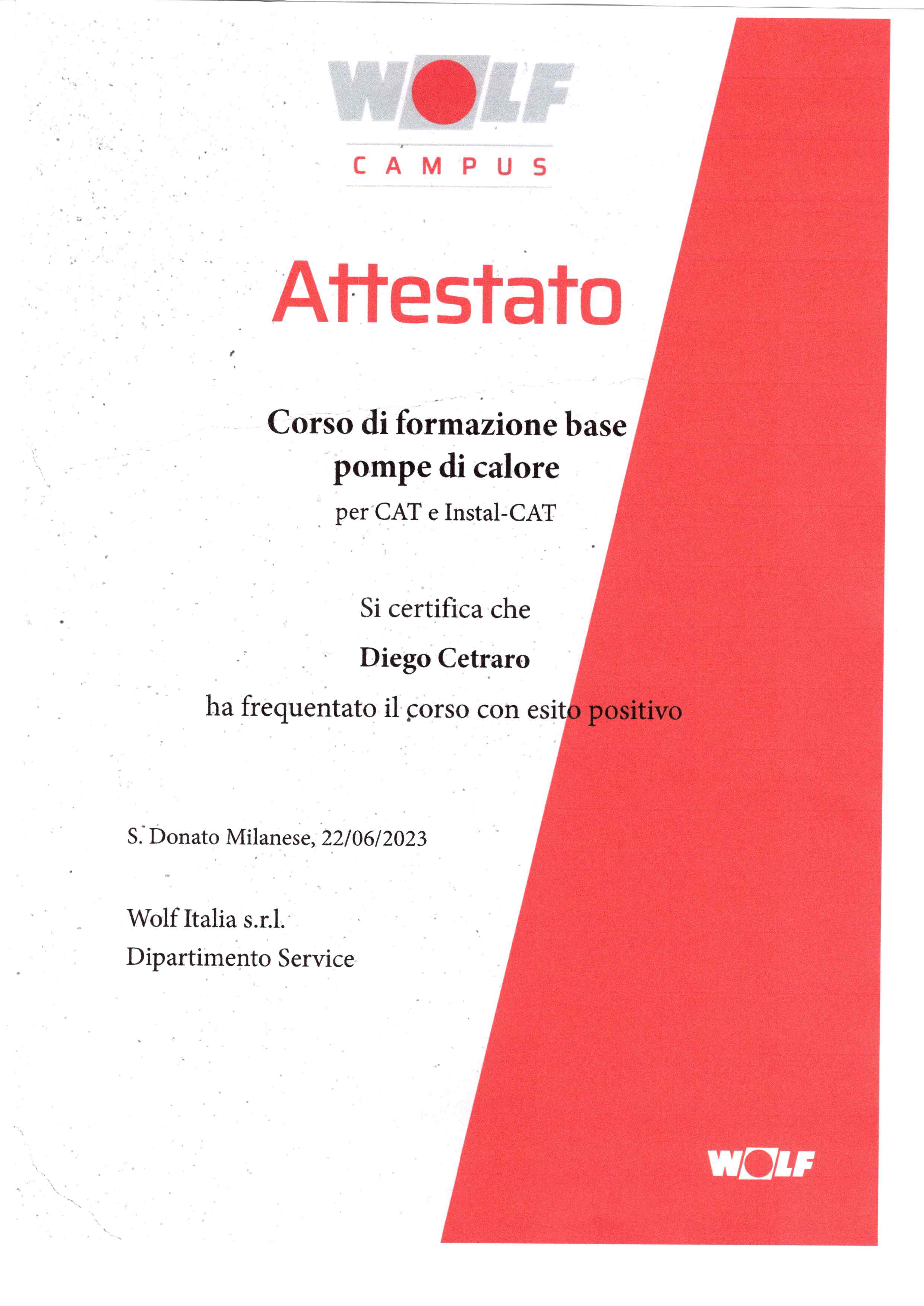 Attestato Wolf